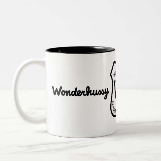 Wonderhussy Aventures B&W-woestijnbadge Tweekleurige Koffiemok (Links)