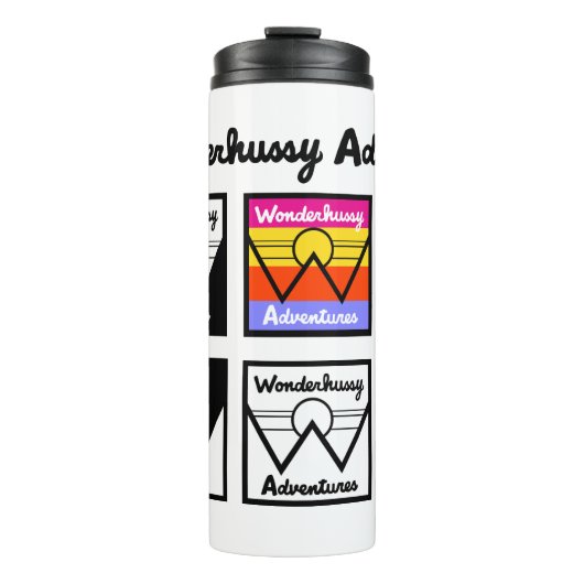 Wonderhussy avonturen die Logo herhalen Thermosbeker (Voorkant)