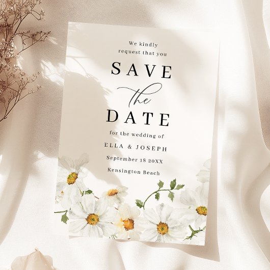 Wondering White Spring Floral Wedding Save The Date