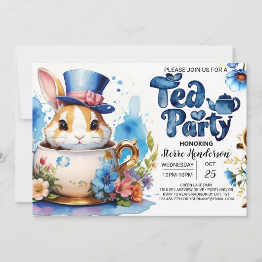 Wonderland Adventure Tea Party Baby shower Kaart (Voorkant)