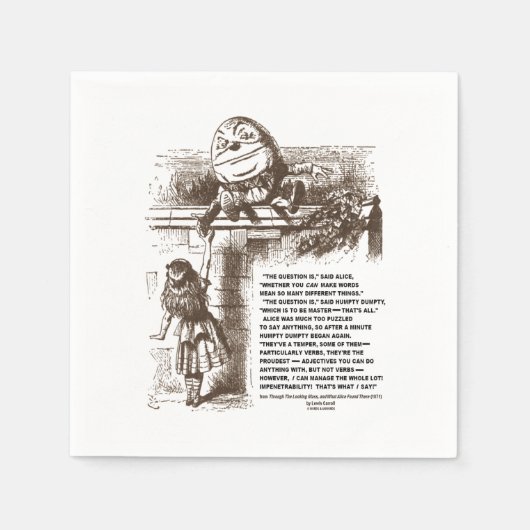 Wonderland Alice Humpty Dumpty Conversty Quote Servet (Voorkant)