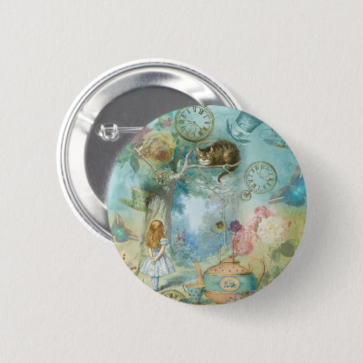 Wonderland - Alice in Wonderland Collage Ronde Button 5,7 Cm (Voorkant /achterkant)