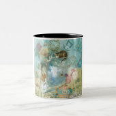 Wonderland - Alice in Wonderland Collage Tweekleurige Koffiemok (Center)