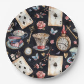 Wonderland Alice Patroon  Papieren Bordje (Voorkant)