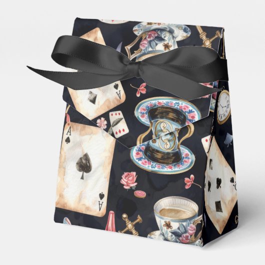 Wonderland Alice Pattern  Bedankdoosjes (Voorkant Zijde)