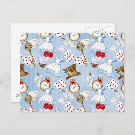 Wonderland Alice Pattern Briefkaart (Voorkant / Achterkant)