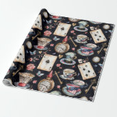 Wonderland Alice Pattern Cadeaupapier (Uitgerold)