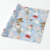 Wonderland Alice Pattern Cadeaupapier (Uitgerold)
