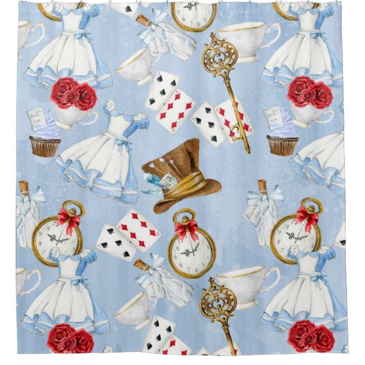 Wonderland Alice Pattern Douchegordijn (Voorkant)