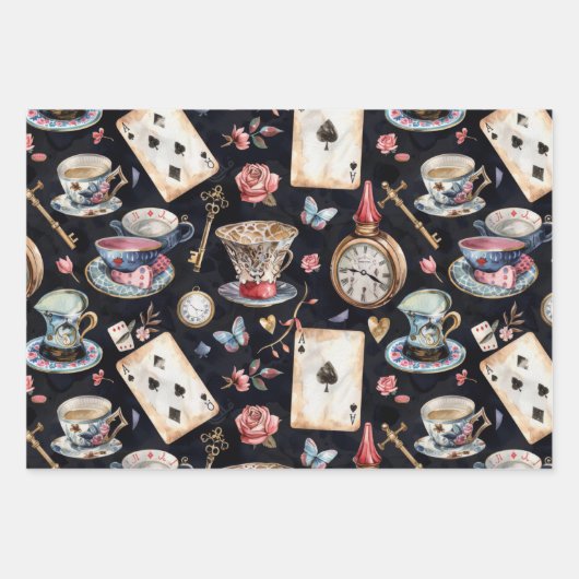 Wonderland Alice Pattern Inpakpapier Vel (Voorkant 2)