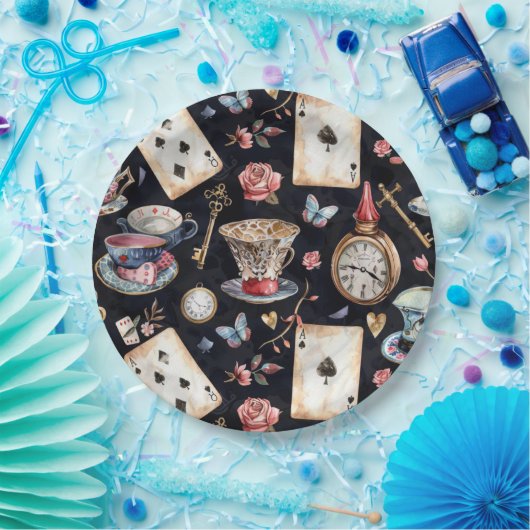 Wonderland Alice Pattern Papieren Bordje (Feest)