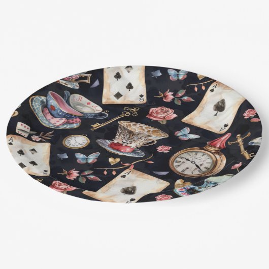 Wonderland Alice Pattern Papieren Bordje (Gekanteld)