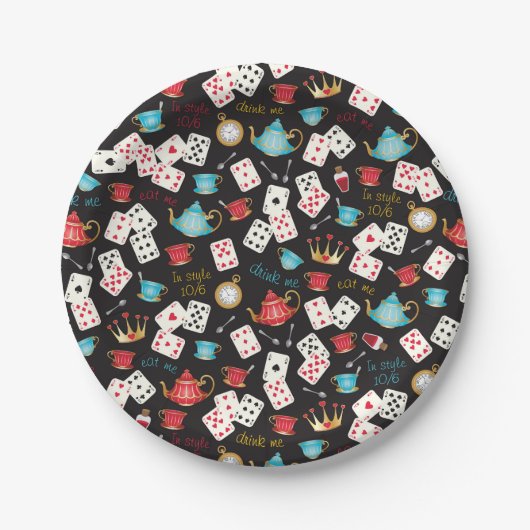 Wonderland Alice Pattern Papieren Bordje (Voorkant)