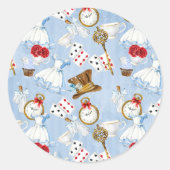 Wonderland Alice Pattern Ronde Sticker (Voorkant)