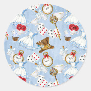 Wonderland Alice Pattern Ronde Sticker