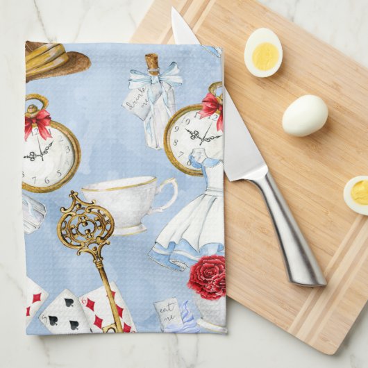 Wonderland Alice Pattern Theedoek (Quarter Fold)