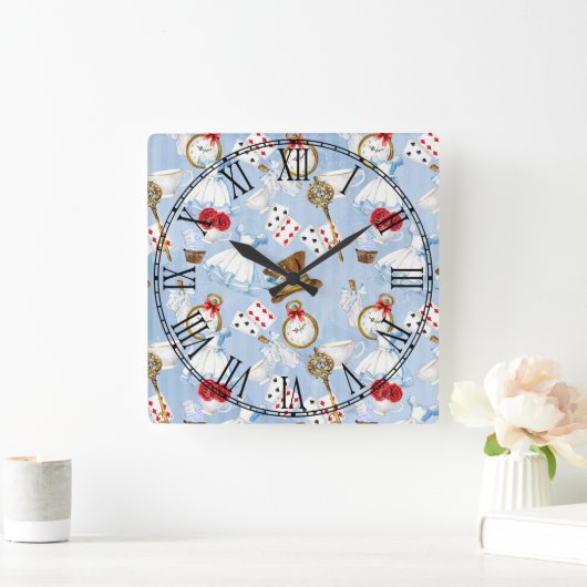 Wonderland Alice Pattern Vierkante Klok (Huis)