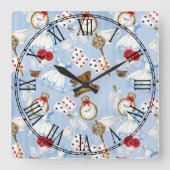 Wonderland Alice Pattern Vierkante Klok (Voorkant)