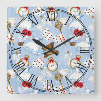 Wonderland Alice Pattern Vierkante Klok