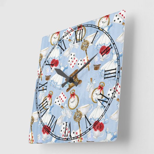 Wonderland Alice Pattern Vierkante Klok (Hoek)