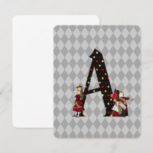 Wonderland Alice & Queen of Hearts Letter A Notitiekaartje