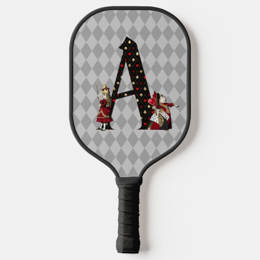 Wonderland Alice & Queen of Hearts Letter A Pickleball Paddle (Achterkant)