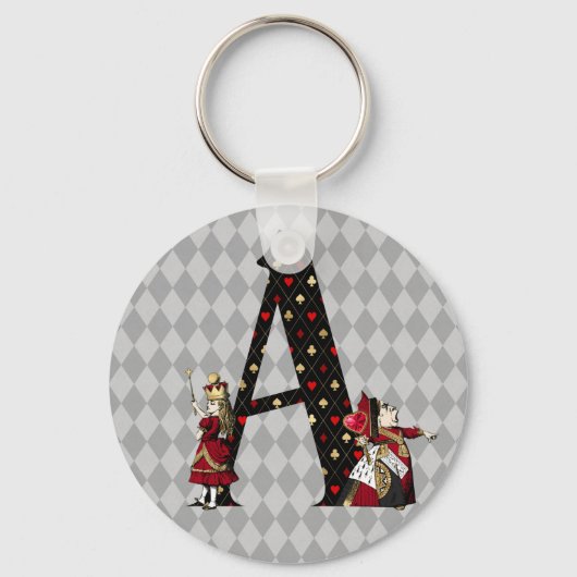 Wonderland Alice & Queen of Hearts Letter A Sleutelhanger (Voorkant)