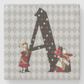 Wonderland Alice & Queen of Hearts Letter A Stenen Onderzetter (Voorkant)