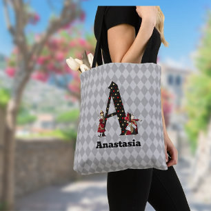 Wonderland Alice & Queen of Hearts Letter A Tote Bag