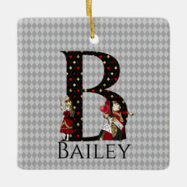 Wonderland Alice & Queen of Hearts Letter B Keramisch Ornament