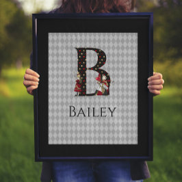 Wonderland Alice & Queen of Hearts Letter B Poster