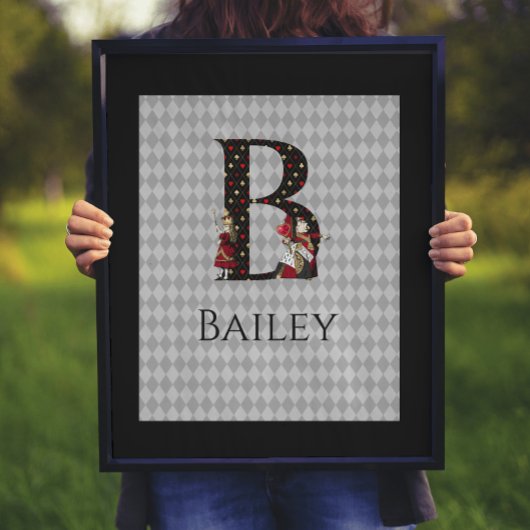 Wonderland Alice & Queen of Hearts Letter B Poster