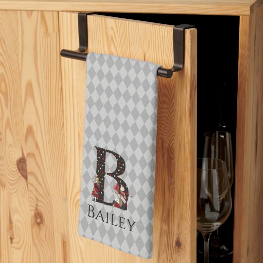 Wonderland Alice & Queen of Hearts Letter B Theedoek (Derde Gevouwen)