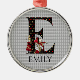 Wonderland Alice & Queen of Hearts Letter E Metalen Ornament