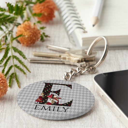 Wonderland Alice & Queen of Hearts Letter E Sleutelhanger (Zijkant)