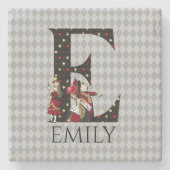 Wonderland Alice & Queen of Hearts Letter E Stenen Onderzetter (Voorkant)