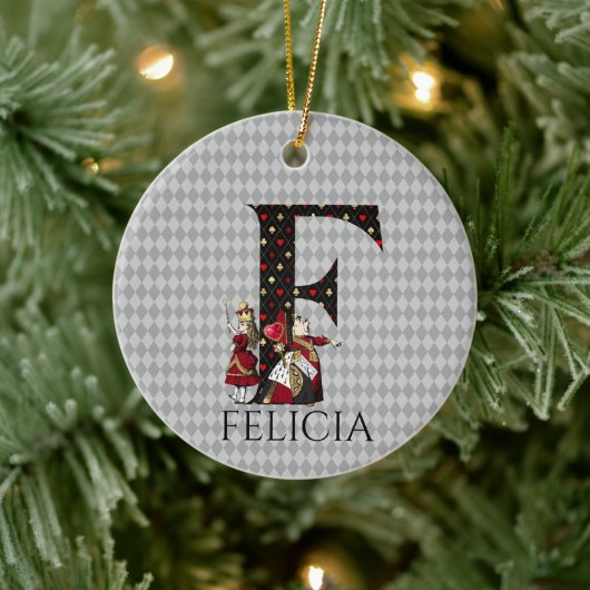 Wonderland Alice & Queen of Hearts Letter F Keramisch Ornament (Boom)
