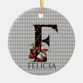 Wonderland Alice & Queen of Hearts Letter F Keramisch Ornament (Voorkant)