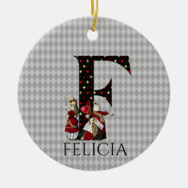 Wonderland Alice & Queen of Hearts Letter F Keramisch Ornament