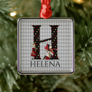 Wonderland Alice & Queen of Hearts Letter H Metalen Ornament