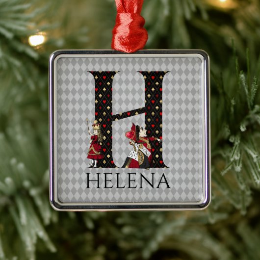 Wonderland Alice & Queen of Hearts Letter H Metalen Ornament (Boom)