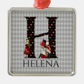 Wonderland Alice & Queen of Hearts Letter H Metalen Ornament (Voorkant)