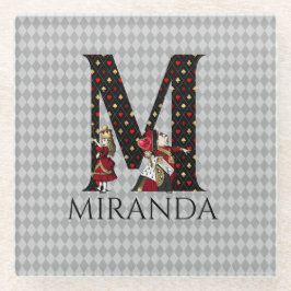 Wonderland Alice & Queen of Hearts Letter M Glazen Onderzetter