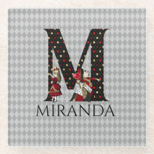 Wonderland Alice & Queen of Hearts Letter M Glazen Onderzetter