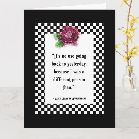 Wonderland Alice Quote Kaart (Gele Bloem)