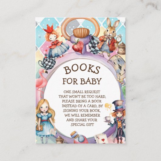 Wonderland Baby shower Boekaanvraag Informatiekaartje (Voorkant)