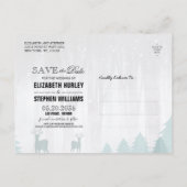 Wonderland Birds Deer Winter Wedding Save the Date Aankondigingskaart (Achterkant)