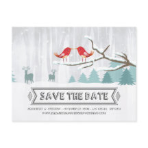 Wonderland Birds Deer Winter Wedding Save the Date