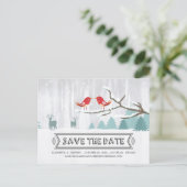 Wonderland Birds Deer Winter Wedding Save the Date Aankondigingskaart (Staand voorkant)