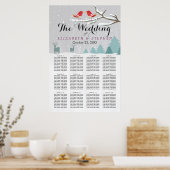 Wonderland Birds Deer Winter Wedding Seining Chart Poster (Keuken)